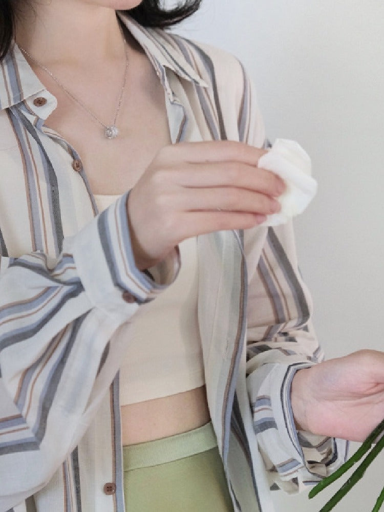 【742】UVカット シフォン ストライプ シャツ レディース 長袖 薄手 カーディガン 夏用 透け感 通気性 冷房対策 日焼け防止 オープンカラー 2025春夏新作