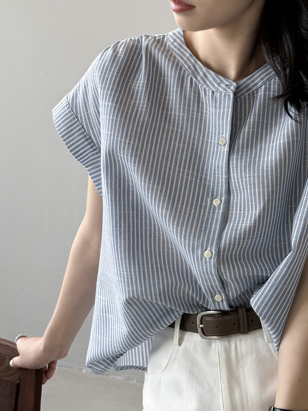 【新品】sacai ストライプ半袖シャツ SIZE\" 1 \" レディース ファッション レディース オシャレ コーデ 春 秋 夏