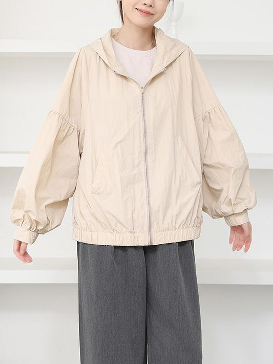 【669】紫外線対策 冷房対策 4色展開 レディース パーカー ジップアップ UVカット アウター ライトアウター フード付き 薄手 防風 撥水 速乾