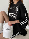 【357】[今だけ特価！] M〜3XL対応 スポーティー セットアップ レディース 半袖Tシャツ＋ショートパンツ カジュアル ゆったり ユニセックス 韓国風 ラグランスリーブ おしゃれ 2点セット 2025夏新作