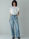 【685】ラッフルショルダーＴシャツ UVカット＆接触冷感カットソー レディース 無地 ゆったり シンプル 着回し トップス 体型カバー カジュアル 夏コーデ