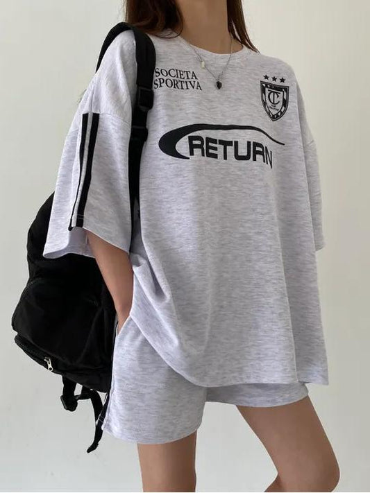 【357】[今だけ特価！] M〜3XL対応 スポーティー セットアップ レディース 半袖Tシャツ＋ショートパンツ カジュアル ゆったり ユニセックス 韓国風 ラグランスリーブ おしゃれ 2点セット 2025夏新作