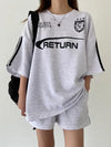 【357】[今だけ特価！] M〜3XL対応 スポーティー セットアップ レディース 半袖Tシャツ＋ショートパンツ カジュアル ゆったり ユニセックス 韓国風 ラグランスリーブ おしゃれ 2点セット 2025夏新作