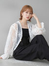【668】紫外線対策 刺繍レース シアー カーディガン レディース 長袖 透け感 羽織り 冷房対策 薄手 夏アウター おしゃれ 重ね着用