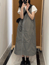 【638】「72H限定！半額以下！」夏の山系スタイル S~4XL サロペットワンピース きれいめ キャミワンピース ロング ゆったり 春 夏 太め女性にも安心