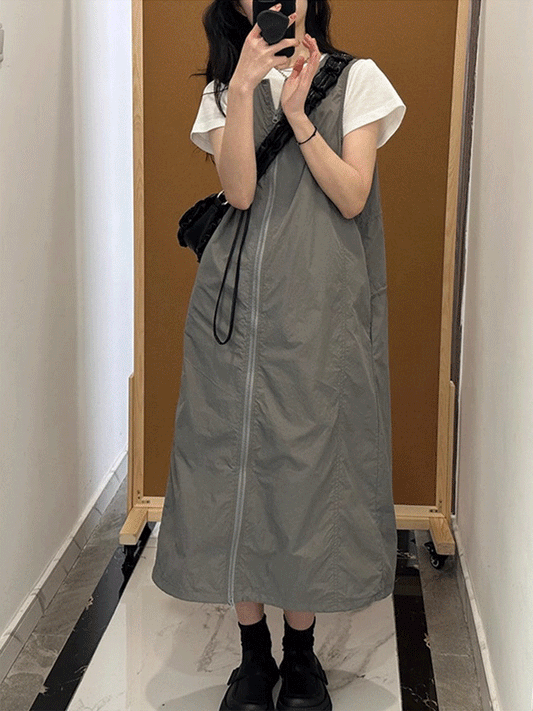 【638】「72H限定！半額以下！」夏の山系スタイル S~4XL サロペットワンピース きれいめ キャミワンピース ロング ゆったり 春 夏 太め女性にも安心