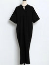 【558】バックリボンワンピース レディース ロング丈 半袖 シャツワンピ 体型カバー ゆったり 露出控えめ バックスリット リラックス 着心地 部屋着/外出/リゾート