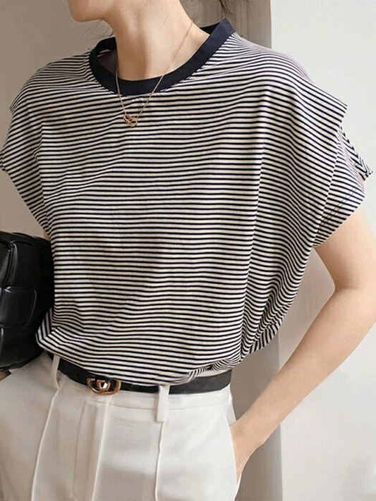 【760】8色展開 ボーダー柄 半袖 Tシャツ レディース ゆったり クルーネック 通勤 カジュアル 夏新作