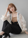 【668】紫外線対策 刺繍レース シアー カーディガン レディース 長袖 透け感 羽織り 冷房対策 薄手 夏アウター おしゃれ 重ね着用