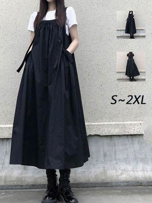 【369】[ゆるっと体型カバー！] セットアップ レディース キャミワンピース＋Tシャツ 2点セット ミモレ丈 ゆったり 着痩せ効果 ヘップバーン風 クラシカル 可愛い 夏コーデ