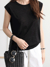 【673】5色展開 綿 ノースリーブ Tシャツ レディース クルーネック 正肩デザイン ショート丈 スリム 夏 トップス インナー カジュアル