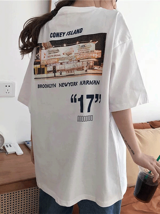 【593】[限定！50%OFFで2,599円] 4色展開 ビッグシルエット Tシャツ ユニセックス カップル 英字プリント フォトプリント ストリート系 オーバーサイズ 夏服 メンズ レディース ペアルック