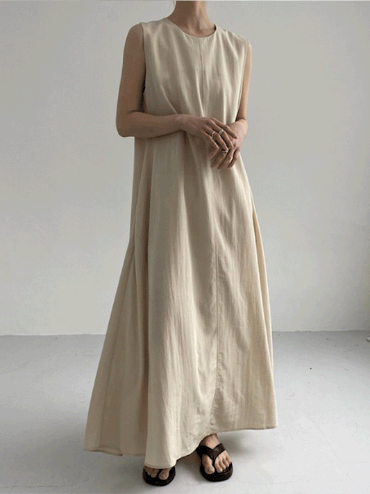 【642】7色展開 S〜4XL対応 コットンリネン ワンピース レディース ノースリーブ ロング丈 ゆったりシルエット 夏 新作 体型カバー 大人カジュアル