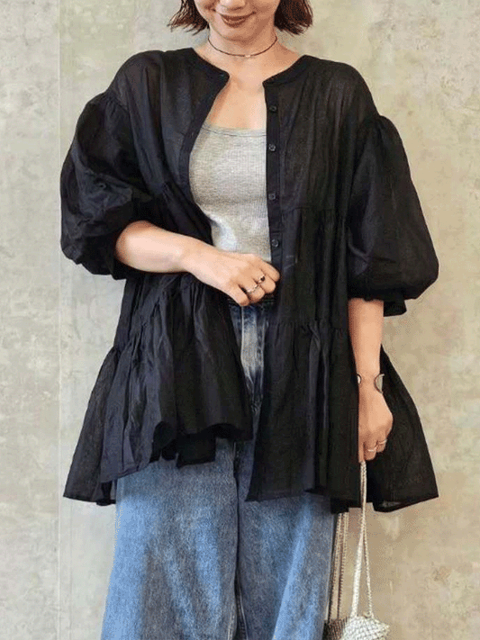 【658】『2WAY 前後着用可』シフォン ロング丈 UVカット シャツカーディガン レディース 軽やか 羽織り 透け感 紫外線対策 冷房対策 夏