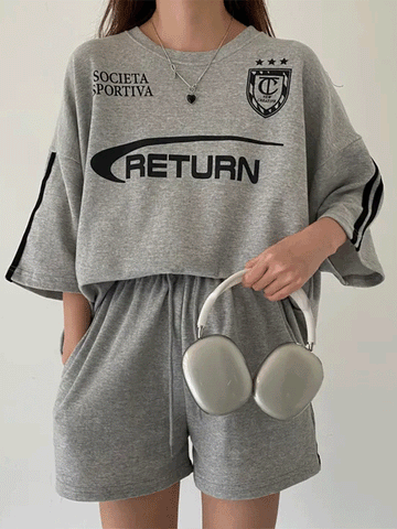 【357】[今だけ特価！] M〜3XL対応 スポーティー セットアップ レディース 半袖Tシャツ＋ショートパンツ カジュアル ゆったり ユニセックス 韓国風 ラグランスリーブ おしゃれ 2点セット 2025夏新作