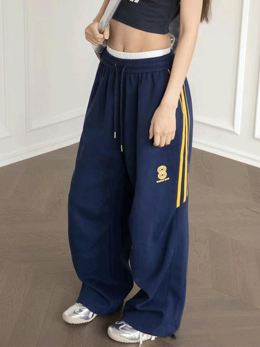 【381】[売り切れ前に！]レディース スポーツパンツ カジュアルパンツ ワイドレッグ スウェットパンツ 体型カバー 美脚効果 カジュアルリラックスパンツ