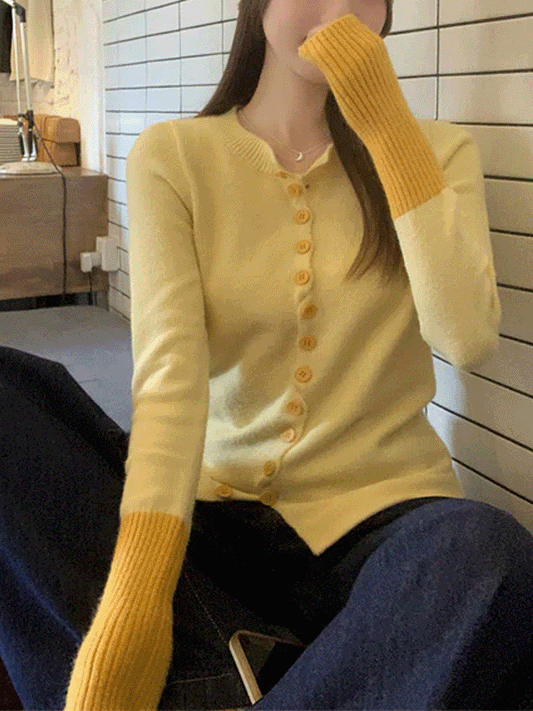 【142】配色カーディガン セーター ニット レディース 長袖 秋 冬 春 トップス レディースニット　オフィス ビジネス 通勤 シンプル ソフト ニットカーディガン 洗える ニット ストレッチ