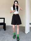 【671】綿麻 ショートパンツ レディース ワイドパンツ 薄手 ハイウエスト ゆったり Aライン カジュアル 夏 ウエストゴム 涼しい ボトムス