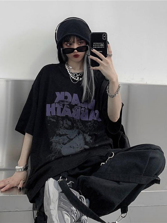 【366】Tシャツ レディース 半袖 原宿系 ストリート HIPHOP風 オーバーサイズ BFスタイル 韓国ファッション インスタ映え 高見え 夏コーデ