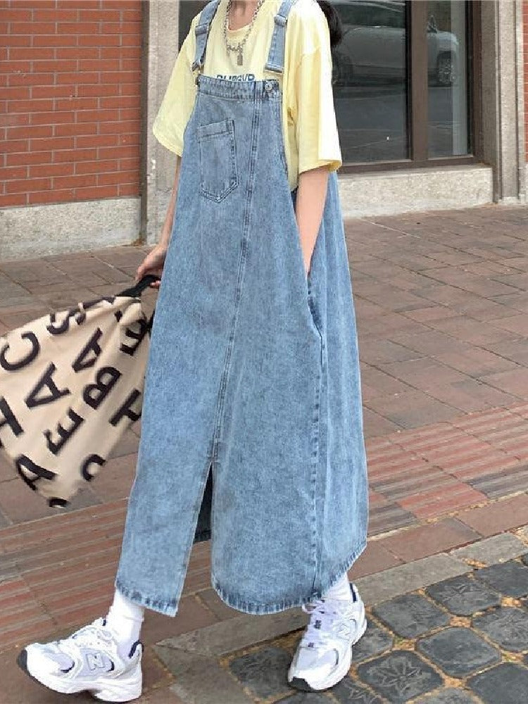 デニム アシンメトリー ミディ丈ワンピース フレイド加工 4ozデニム アシンメトリータックワンピース KATO` GRANDMA MAMA
