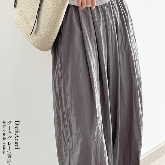 4色展開 ハイウエスト ワイドパンツ レディース 薄手 綿麻風 ゆったり 楽ちん ロング丈 体型カバー ウエストゴム 涼感 カジュアル 夏新作